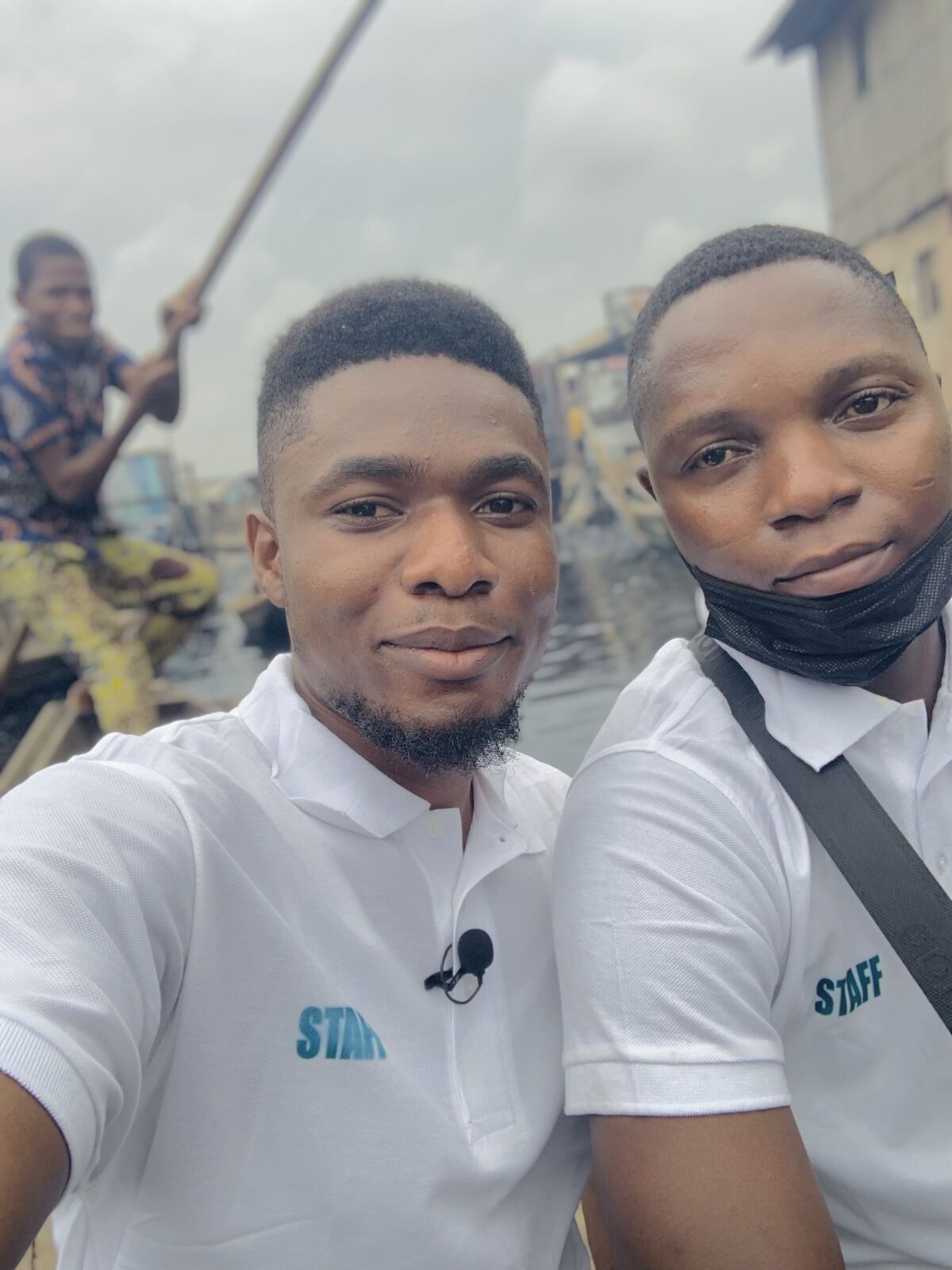 Two foundation volunteers on the lagoon in Makoko